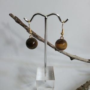 Tiger Eye Pierced Earrings by TerriBWhite Designs